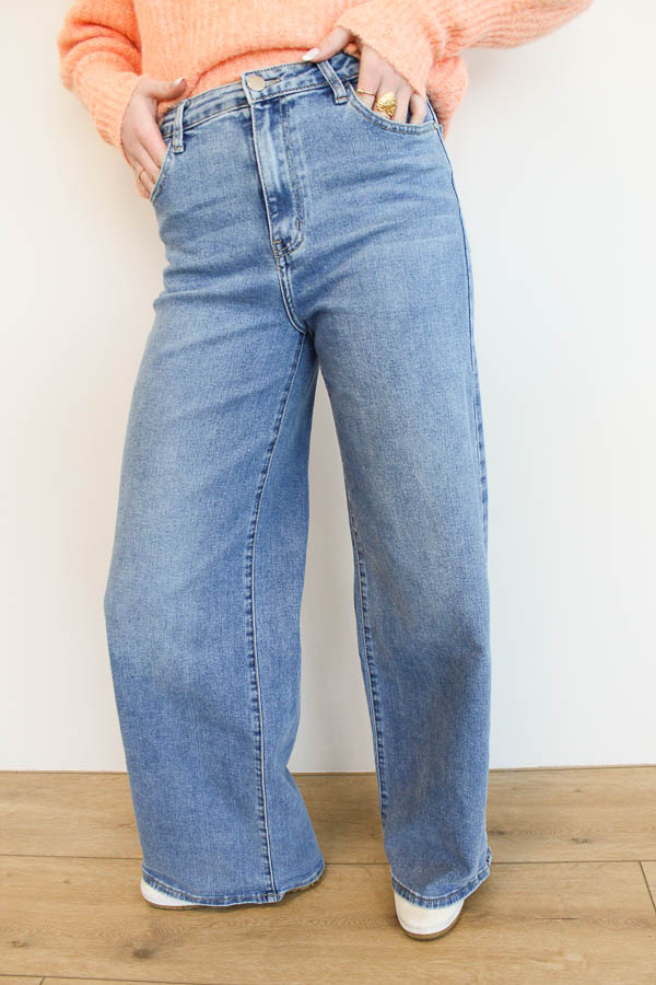 Wide leg jeans blauw | Romy