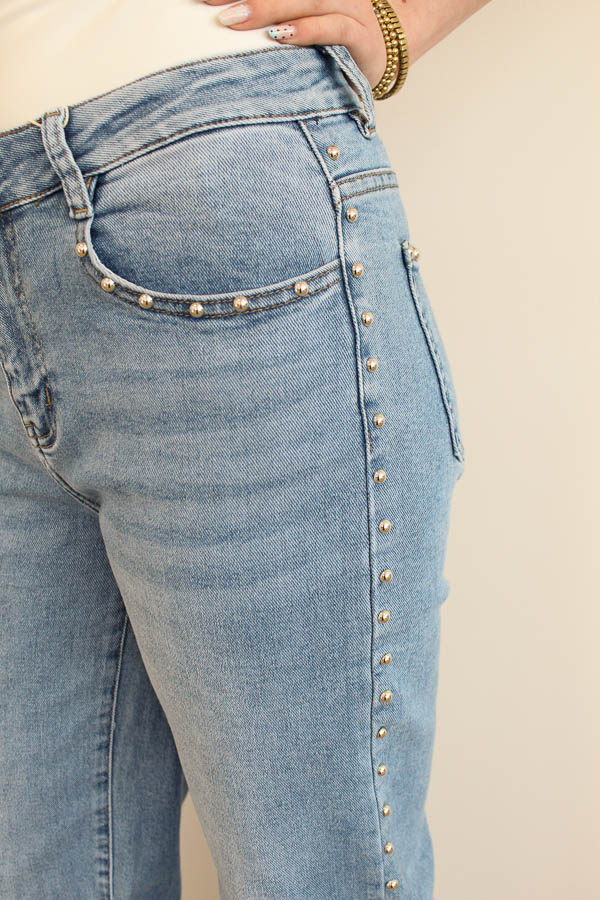 Wide leg jeans blauw | Studs - Afbeelding 1
