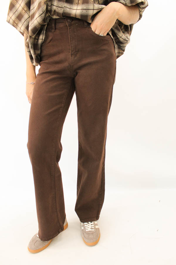 Wide leg jeans bruin | Nora