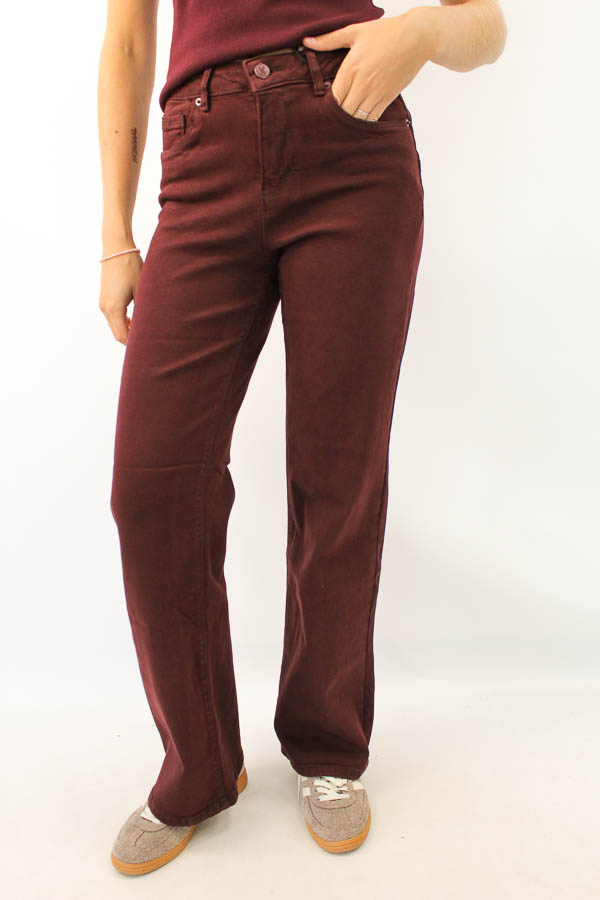 Wide leg jeans burgundy | Nora
