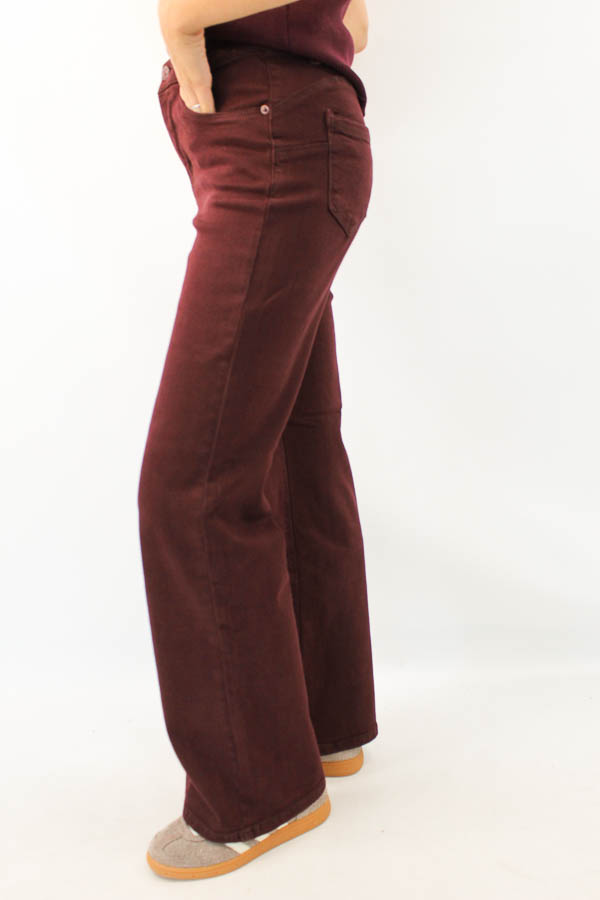 Wide leg jeans burgundy | Nora - Afbeelding 2