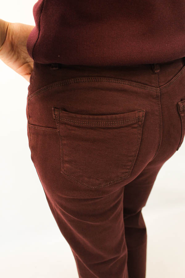 Wide leg jeans burgundy | Nora - Afbeelding 3