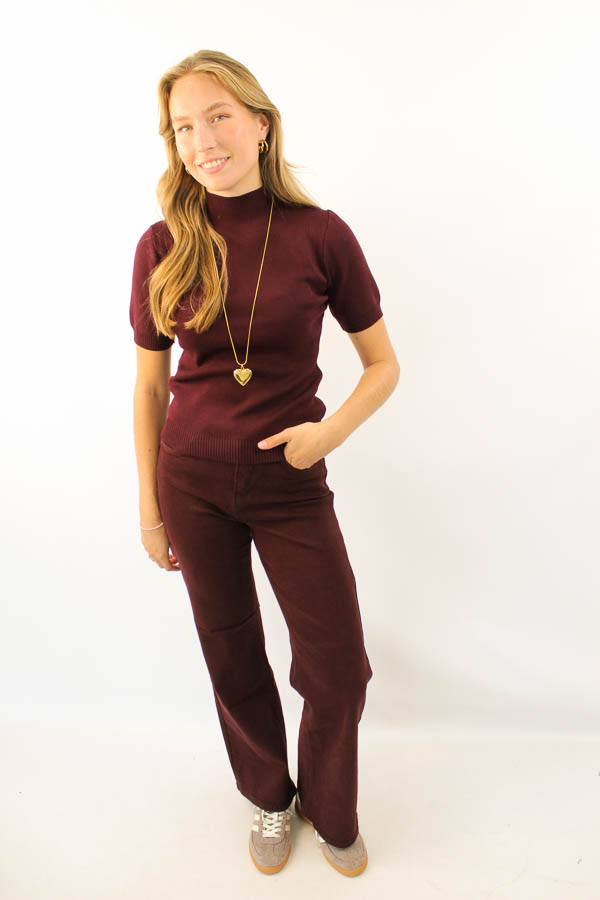 Wide leg jeans burgundy | Nora - Afbeelding 4
