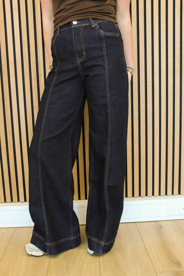 Wide leg jeans donkerblauw | Ava