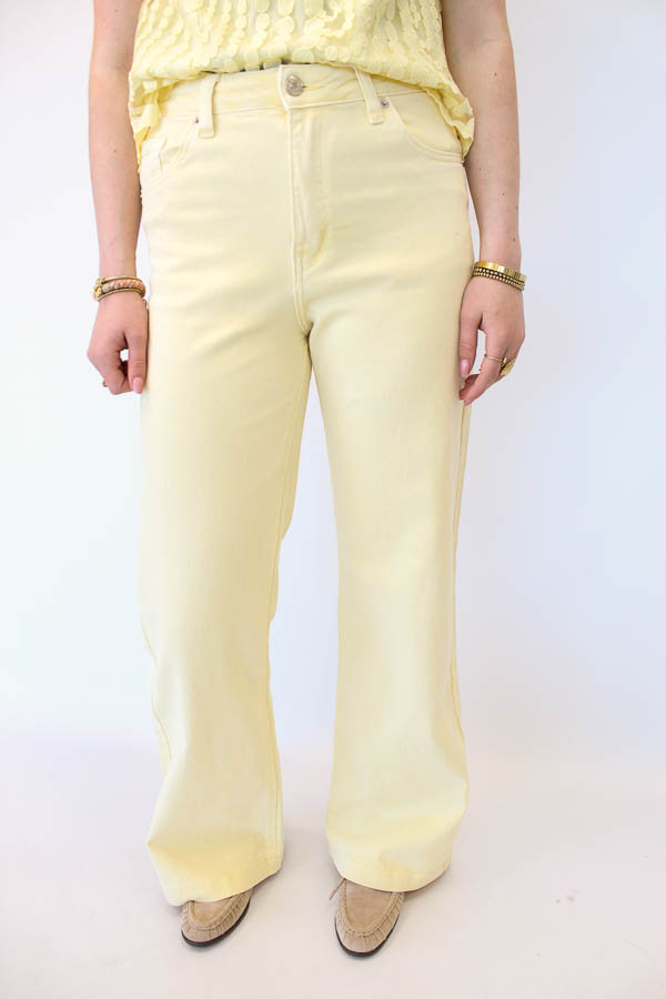 Wide leg jeans geel | Nora