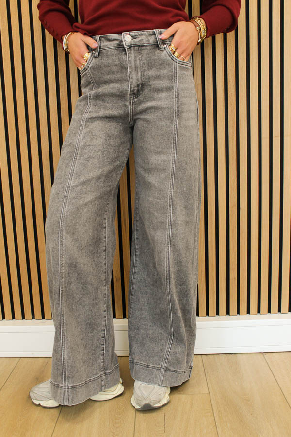 Wide leg jeans grijs | Ava