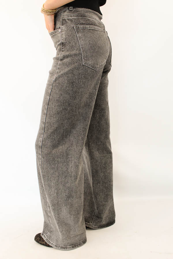 Wide leg jeans grijs | Sara - Afbeelding 2