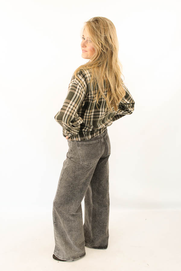 Wide leg jeans grijs | Sara - Afbeelding 3