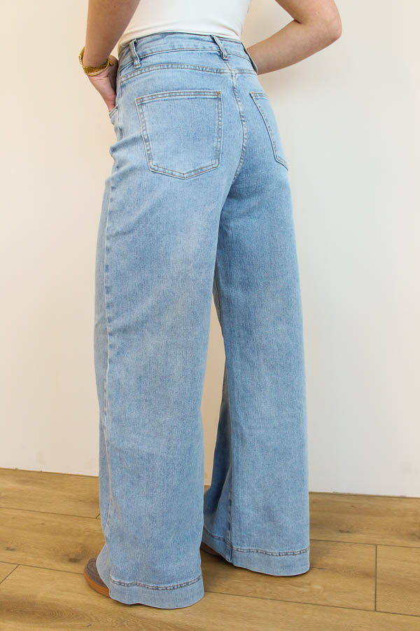 Wide leg jeans lichtblauw | Ava - Afbeelding 2