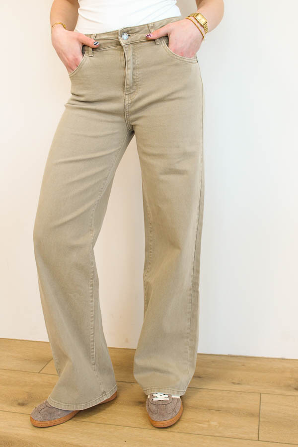 Wide leg jeans zand | Nina