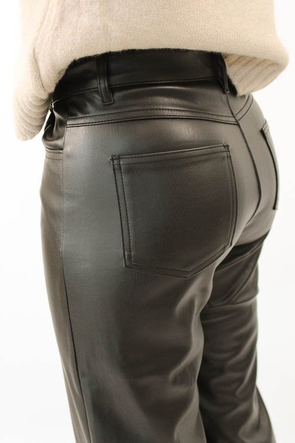 Wide leg leren broek zwart | Joly - Afbeelding 4