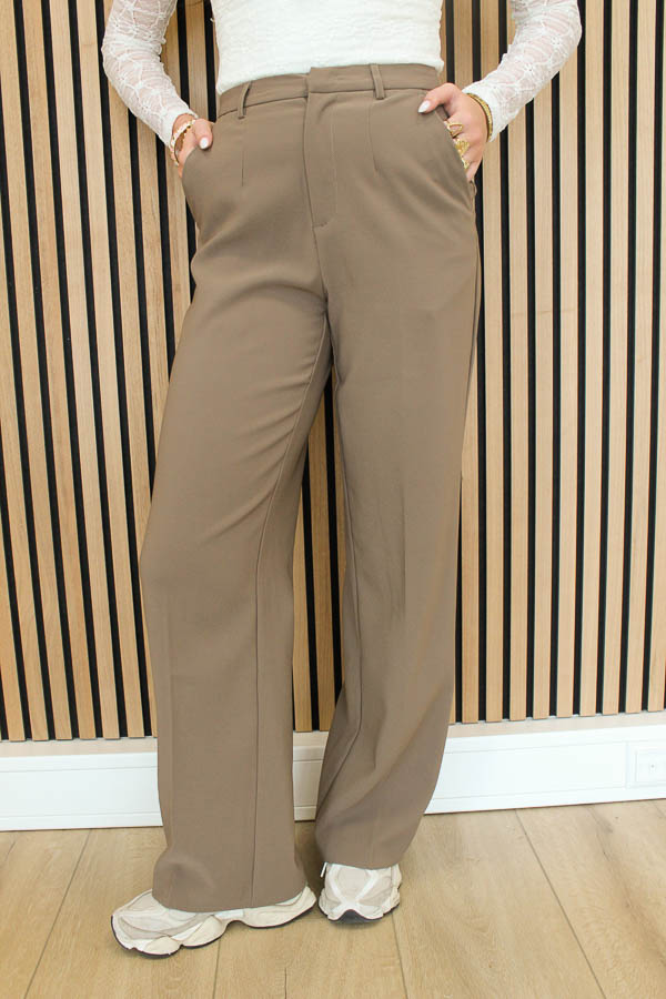 Wide leg pantalon taupe