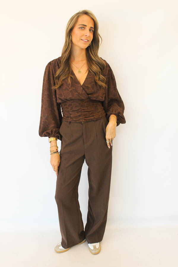 Wide leg pantalon choco    - Afbeelding 4
