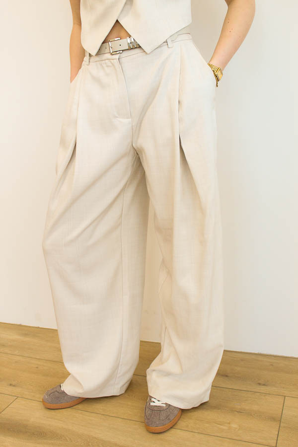 Wide pantalon beige | Lisa - Afbeelding 2