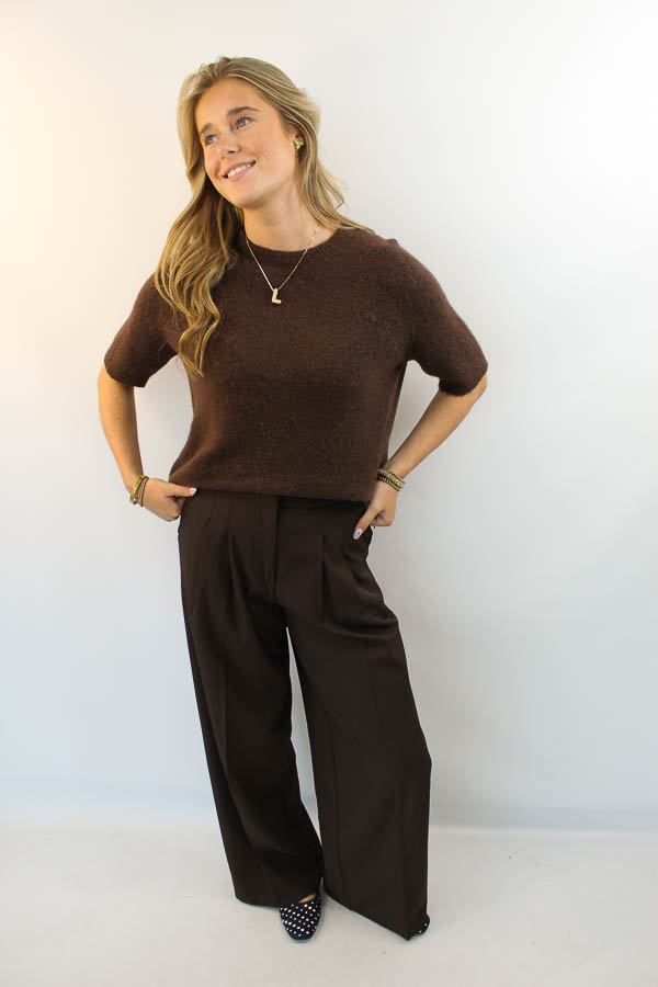 Wide pantalon bruin | Lotta - Afbeelding 4