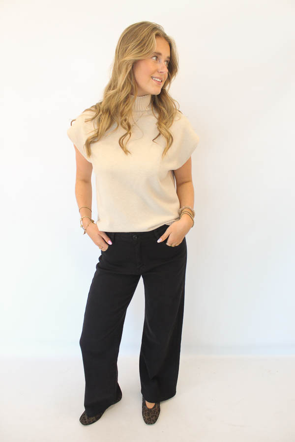 Wide leg jeans zwart | Celeste - Afbeelding 3