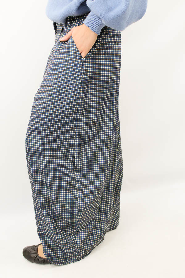 Wijde pantalon ruiten blauw | Iva - Afbeelding 3
