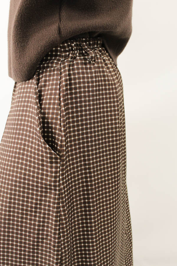 Wijde pantalon ruiten bruin | Iva  - Afbeelding 3