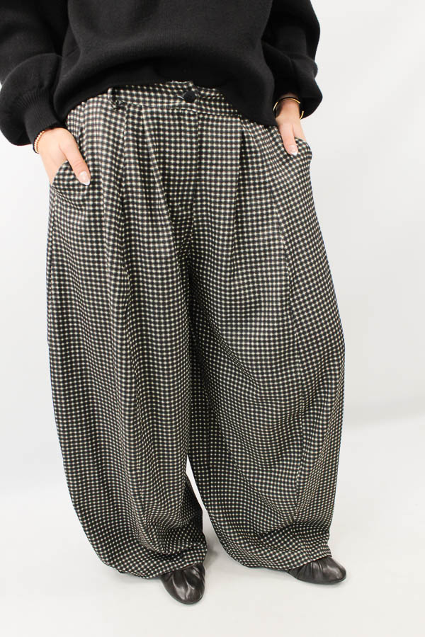 Wijde pantalon ruiten zwart | Iva - Afbeelding 2