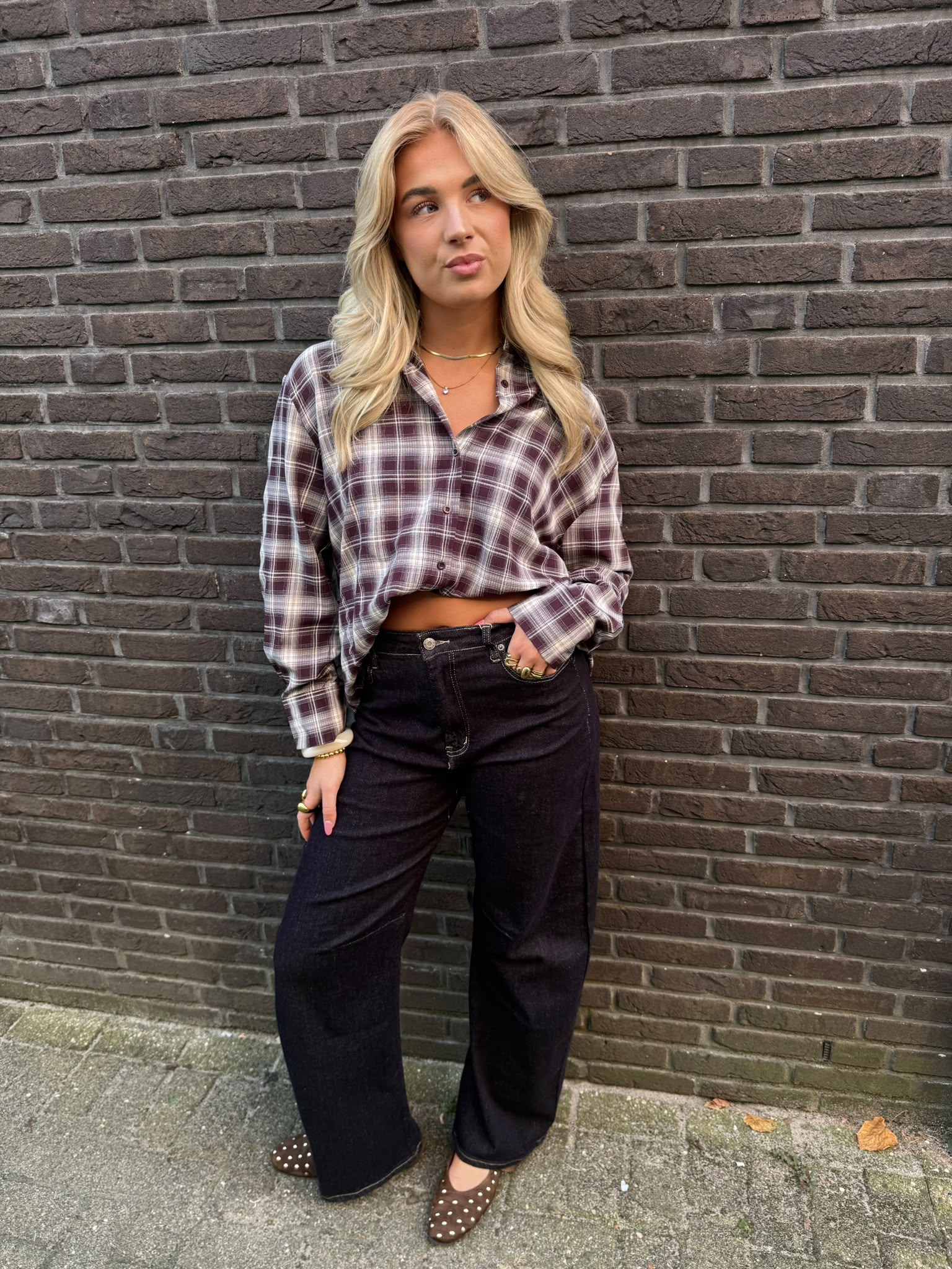  Blouse geruit burgundy | Robine - Afbeelding 2