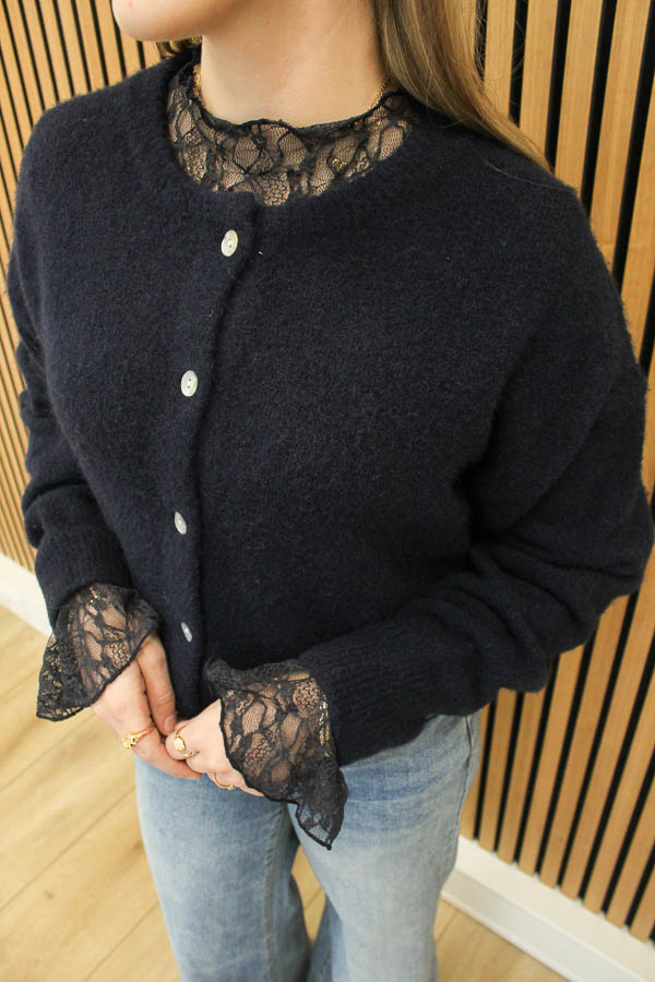 Gebreid vest navy | Lilly