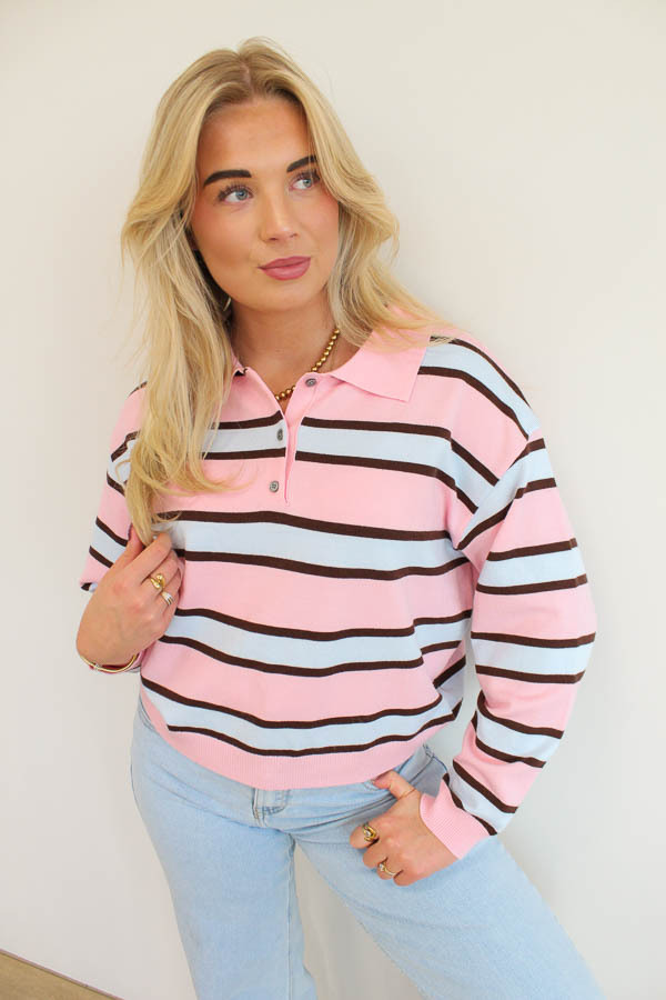 Gestreept_poloshirt_roze_-_Ise-2